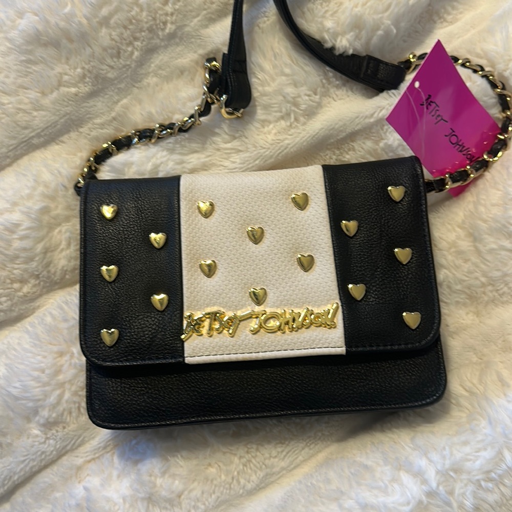 New Betsey Johnson Heart Studded Bag